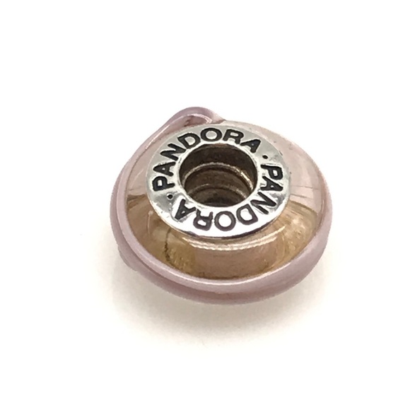 Pandora Retired Light Pink Murano Glass Ribbon Charm - Picture 1 of 6